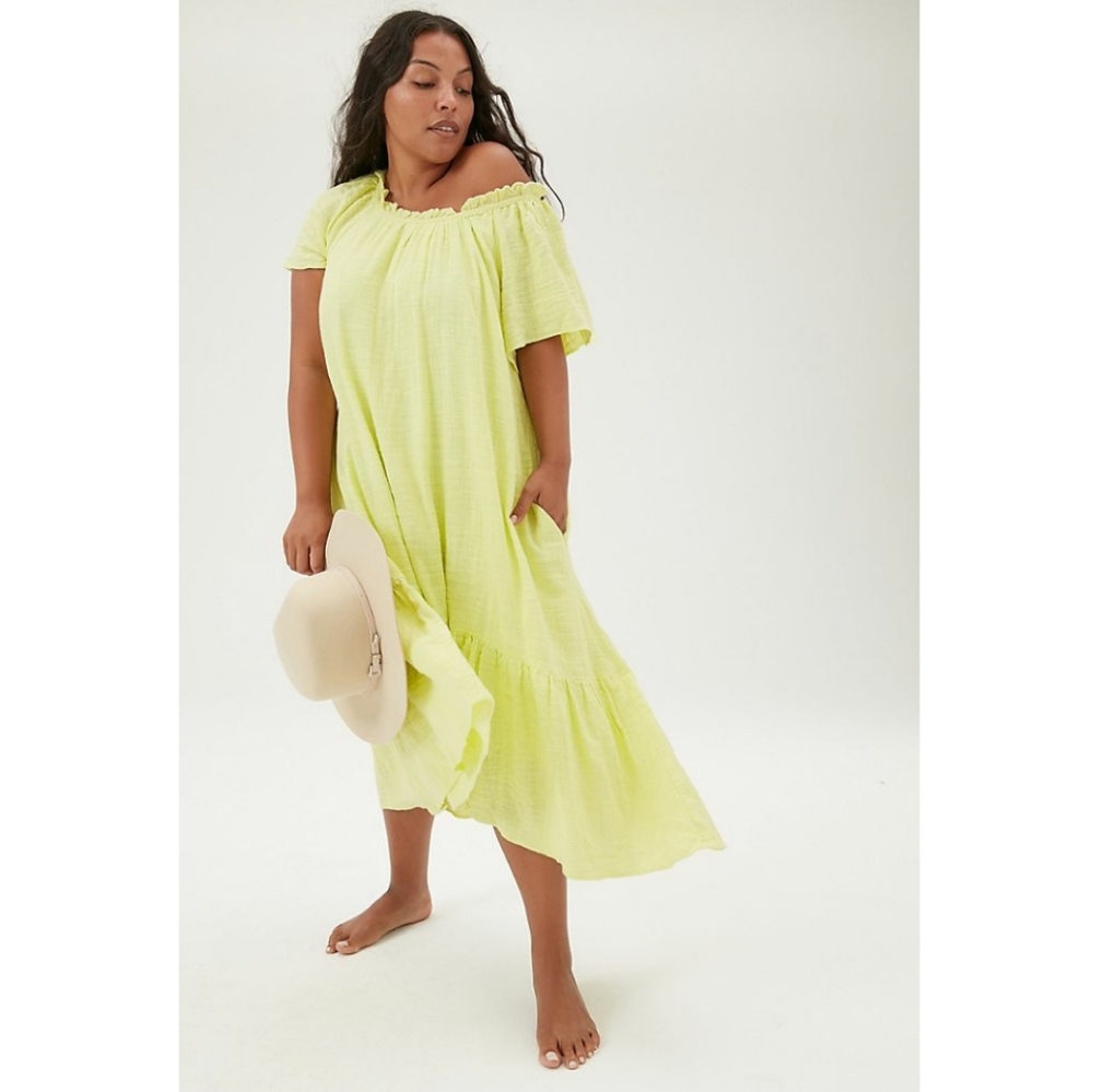 Anthropologie Maeve Selah High-Low Maxi Dress Lime